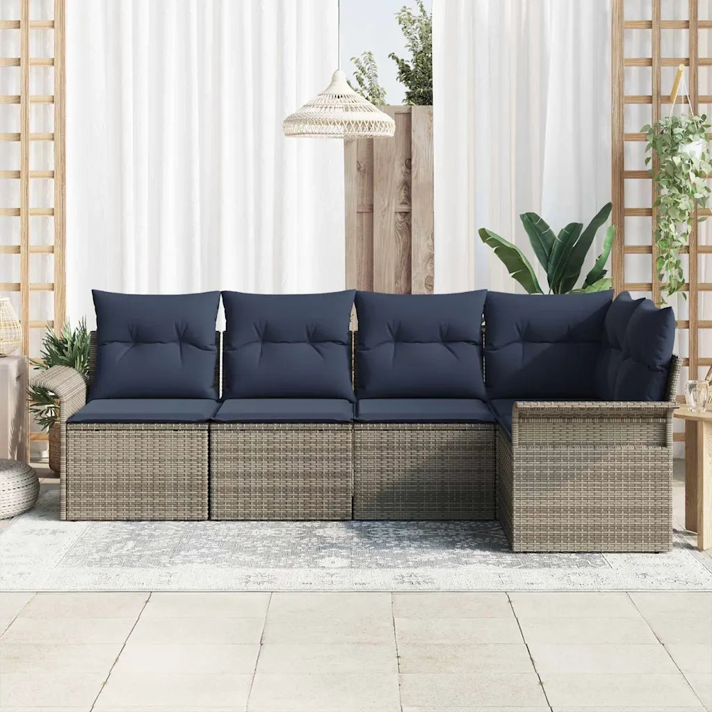 Set Divano da Giardino 5 pcs Grigio polyrattan 3354034