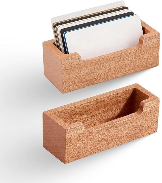 Set di 2 Porta Carte in Legno per Scrivania