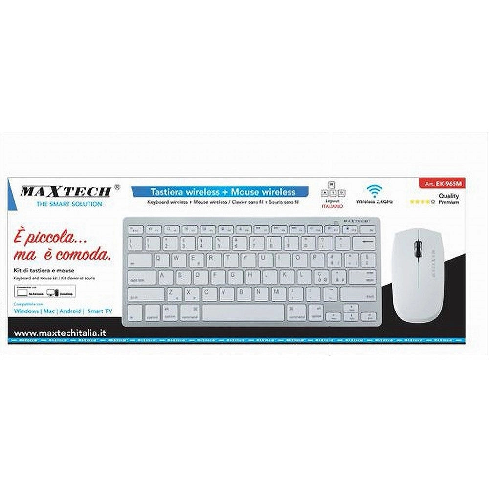 Trade Shop - Kit Tastiera + Mouse Wireless 2.4ghz Layout Ita Pc Windows Smart Tv Mac Ek-965m -