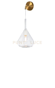 APPLIQUE OTTONE SAT. 1 LUCE VETRO TRASPARENTE 1177OS-A-TR