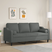 Divano a 3 Posti con Cuscini-Sofa 3 Posti con Cuscini Grigio Scuro 180 cm in Tessuto 613140