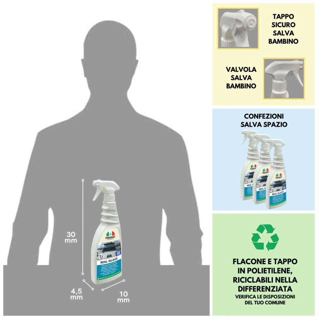 Detergente nautico non aggressivo REAL GLASS   750ML
