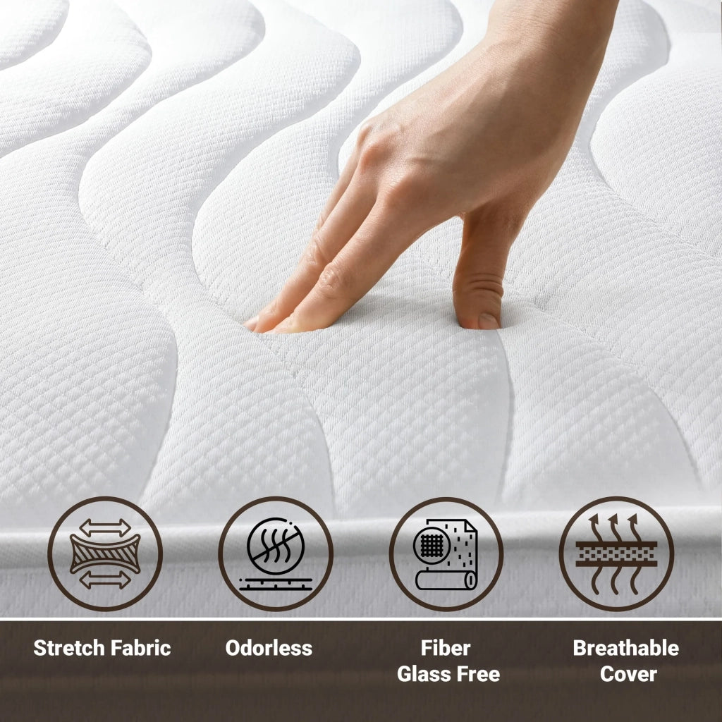 Materasso a molle Insacchettate e Memory singolo 100x200 altezza 20 cm |Medio Rigido , Automodellante, Ortopedico | Rivestimento Anallergico e Traspirante