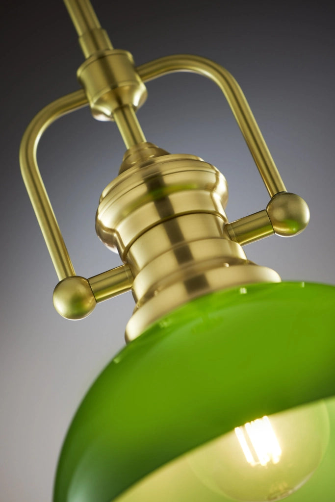 Lampada a sospensione industriale ottone verde E27 Jupiter