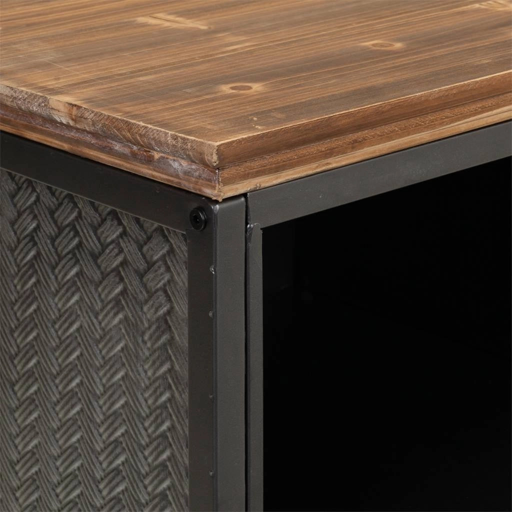 Credenza in metallo nero e legno 121,5x36x82,5h
