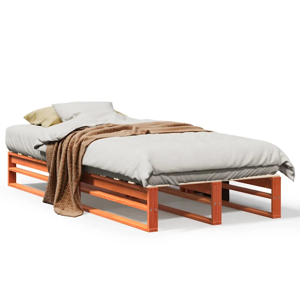 Letto senza Materasso-Struttura Letto Marrone Cera 100x200 cm in Legno di Pino 130110
