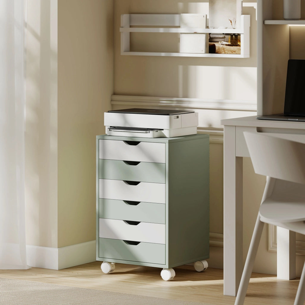 Scrivania con cassetti e ruote ¨C zephmum ¨C 6 cassetti, verde