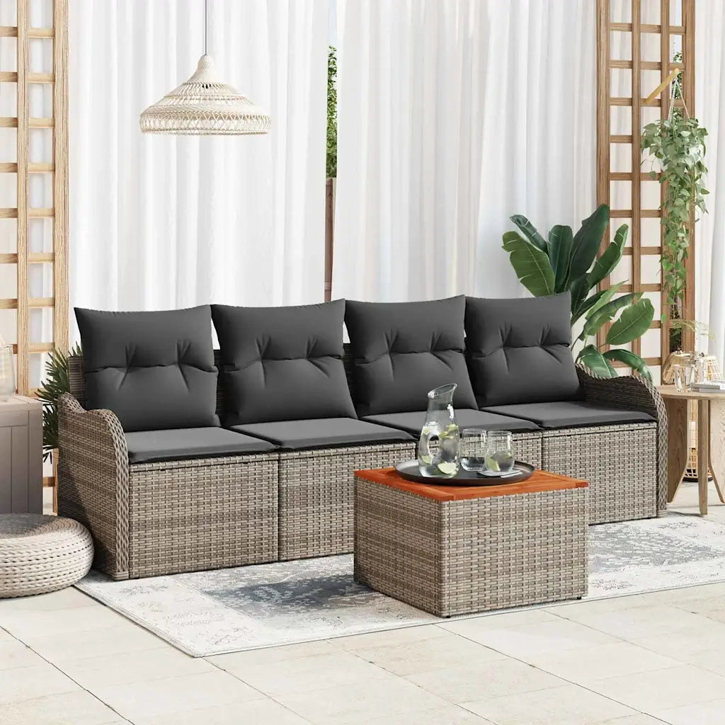 Set Divano da Giardino 5 pz-Sofa da Giardino-Divanetto da esterno Grigio