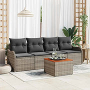 Set Divano da Giardino 5 pz-Sofa da Giardino-Divanetto da esterno Grigio