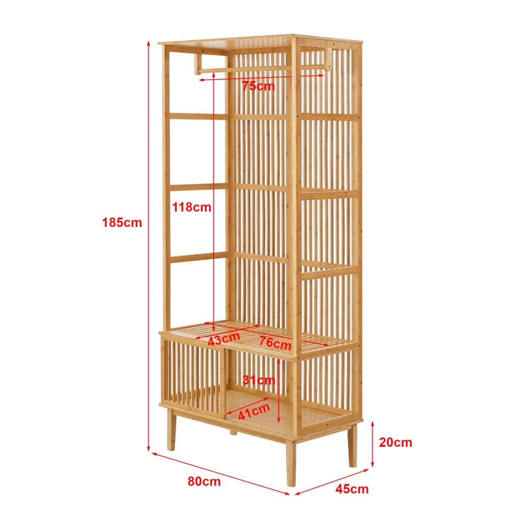 Set Organizzatore Guardaroba in Bambù 1 Armado Aperto e 2 Scaffali [en.casa]