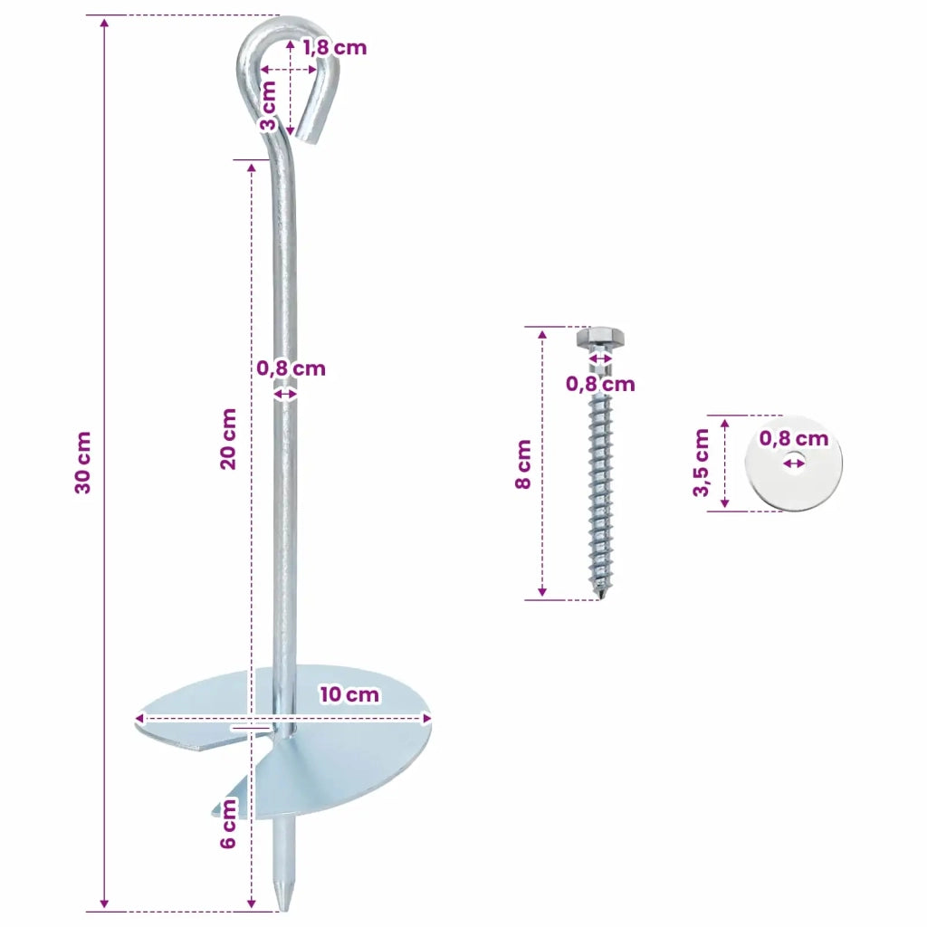 Ancora per Terra 10 pcs Argento Ø10 x 30 cm 42052419