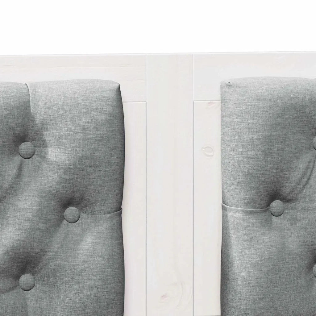 Testiera-Testiera con Cuscini Bianco e grigio chiaro 135 cm Legno di pino massello