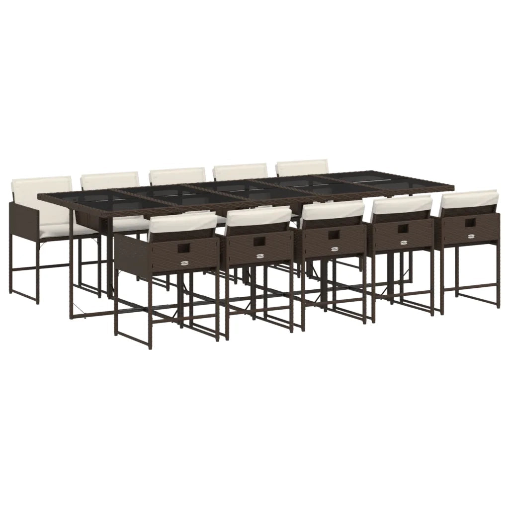 Set da Pranzo da Giardino 11 pz con Cuscini Polyrattan Marrone 3278060