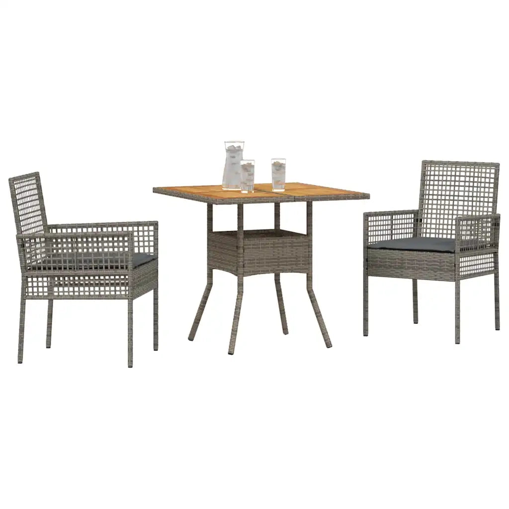 Set da Pranzo per Giardino 3 pcs Grigio polyrattan 3334937