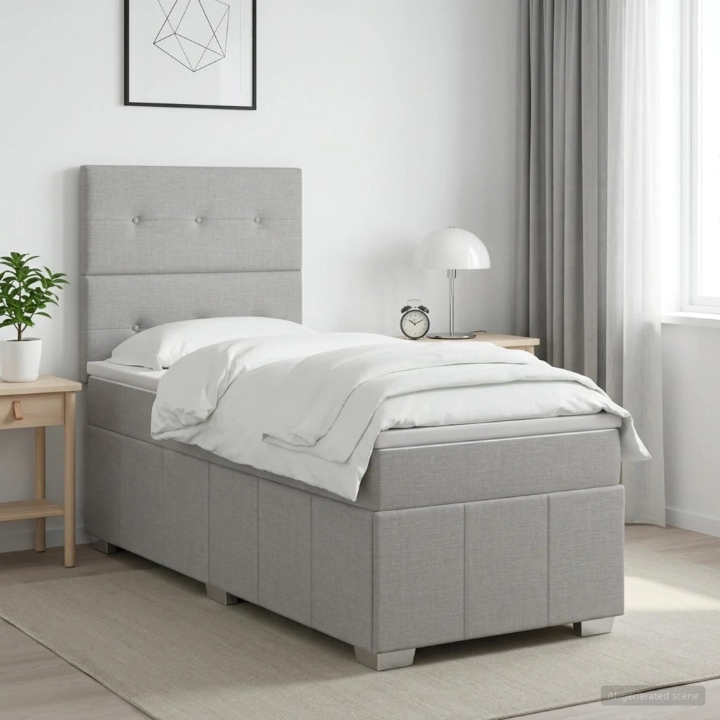 Letto Box Spring LED con Materasso Grigio Chiaro 90 x 190 cm 3455698