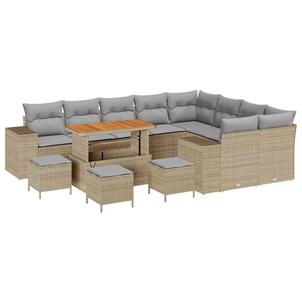 Set Divano da Giardino con cuscino 13 pcs Beige e Grigio Chiaro 3364002