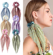 6 Scrunchie a Foulard con Tessuto Zaffiro per Donne e Ragazze