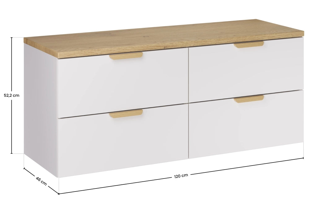 Set mobili bagno 120 cm con piano Aster White 120 cm
