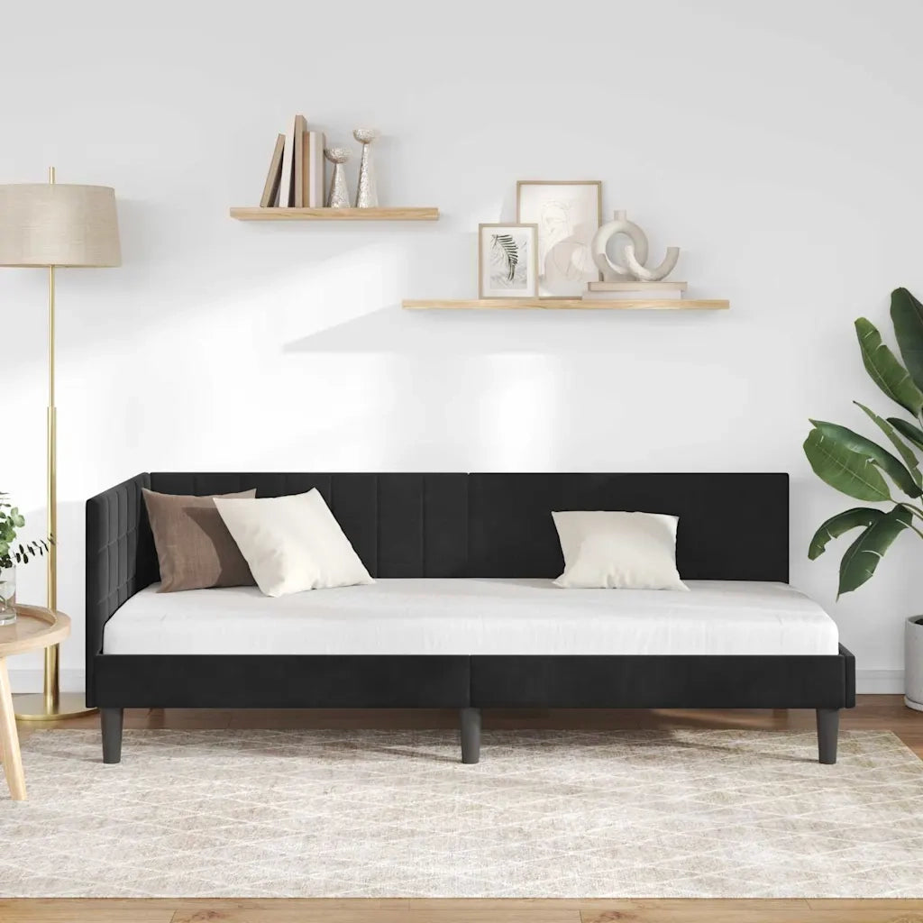 Cornice del letto ad angolo Nero 80 cm x 200 cm Velluto 42016413
