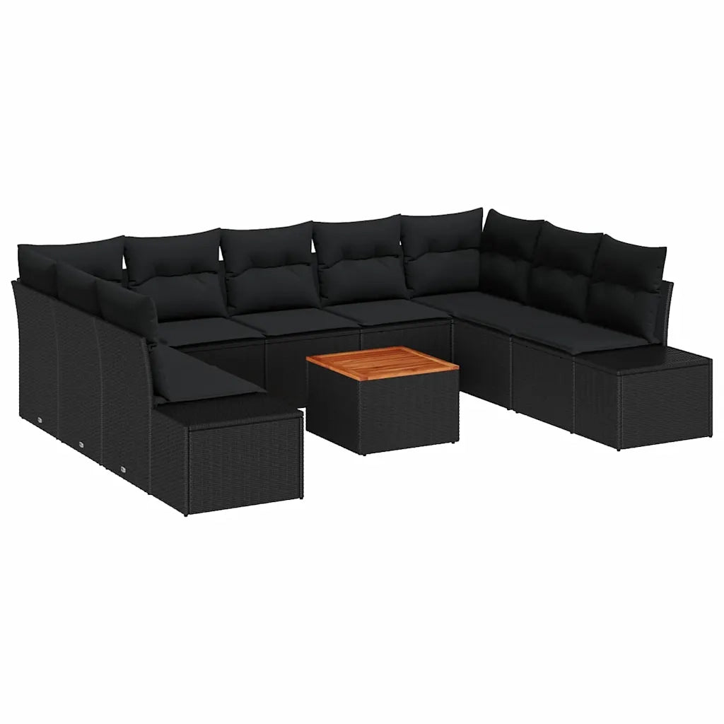 Set Divano da Giardino con archiviazione 10 pcs Nero 3356672