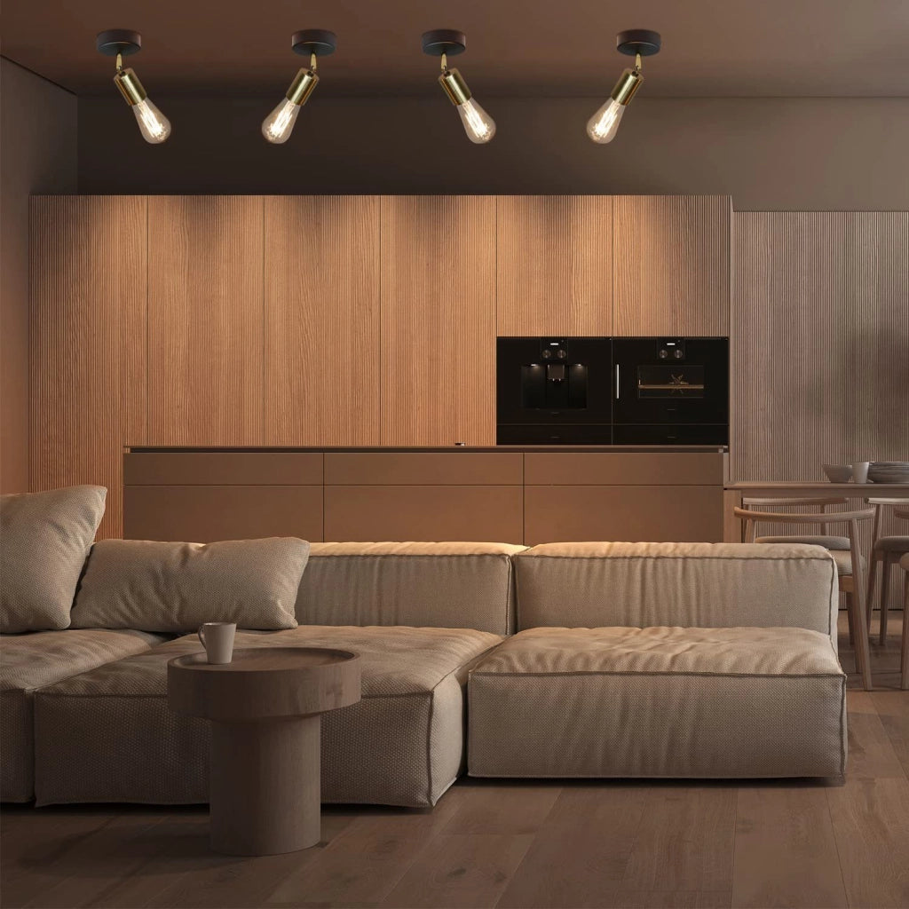 ZMH Faretto da soffitto vintage E27 nero oro a sospensione