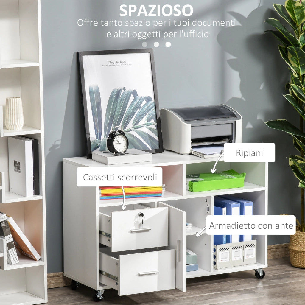 Scrivania con Cassetti e Ripiani ¨C Minimal ¨C Bianco 100x35x65 cm