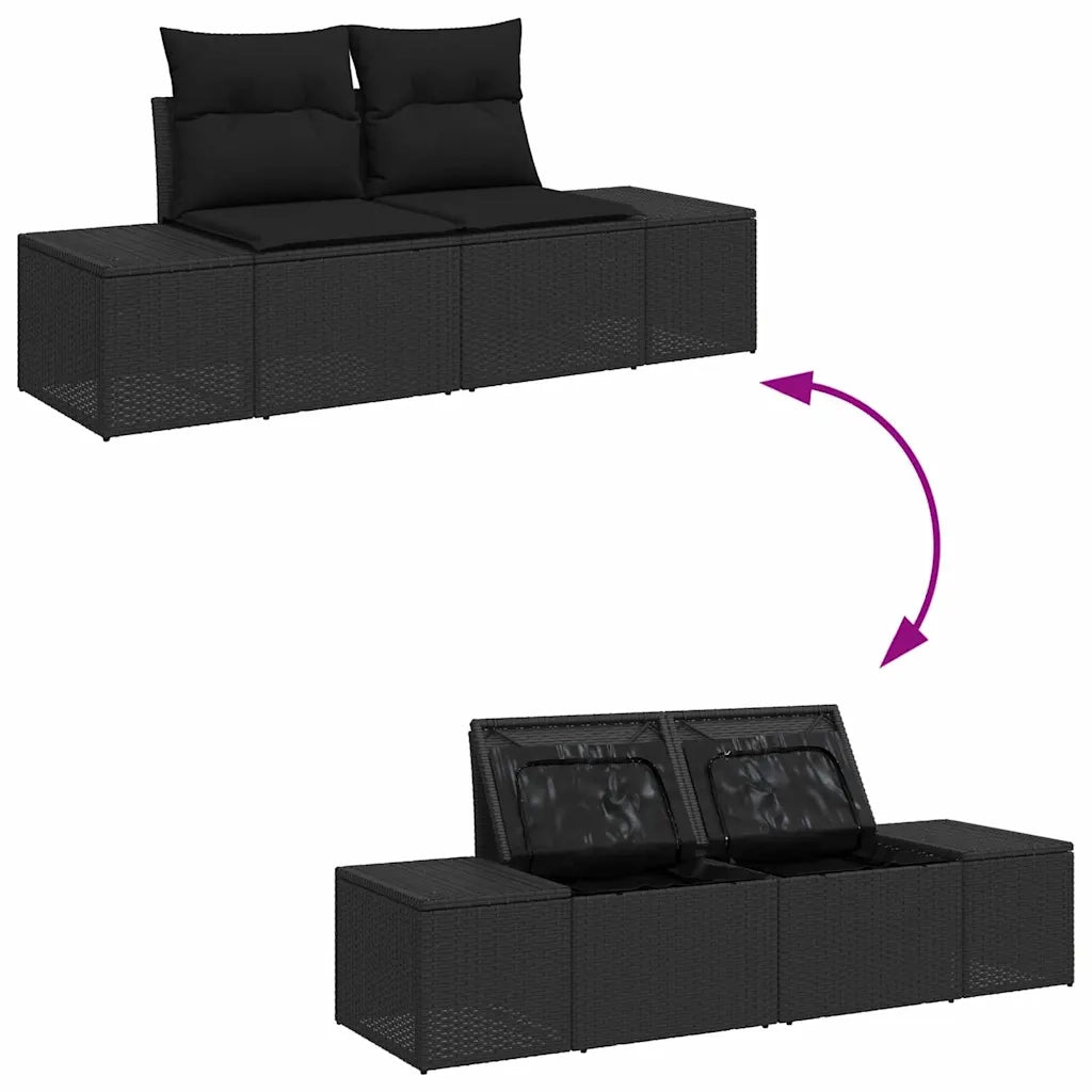 Set Divano da Giardino con cuscino 5 pcs Nero polyrattan 3355602