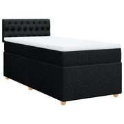 Letto singolo | Letto per adulti | Giroletto a Molle con Materasso Nero 80x200 cm inTessuto