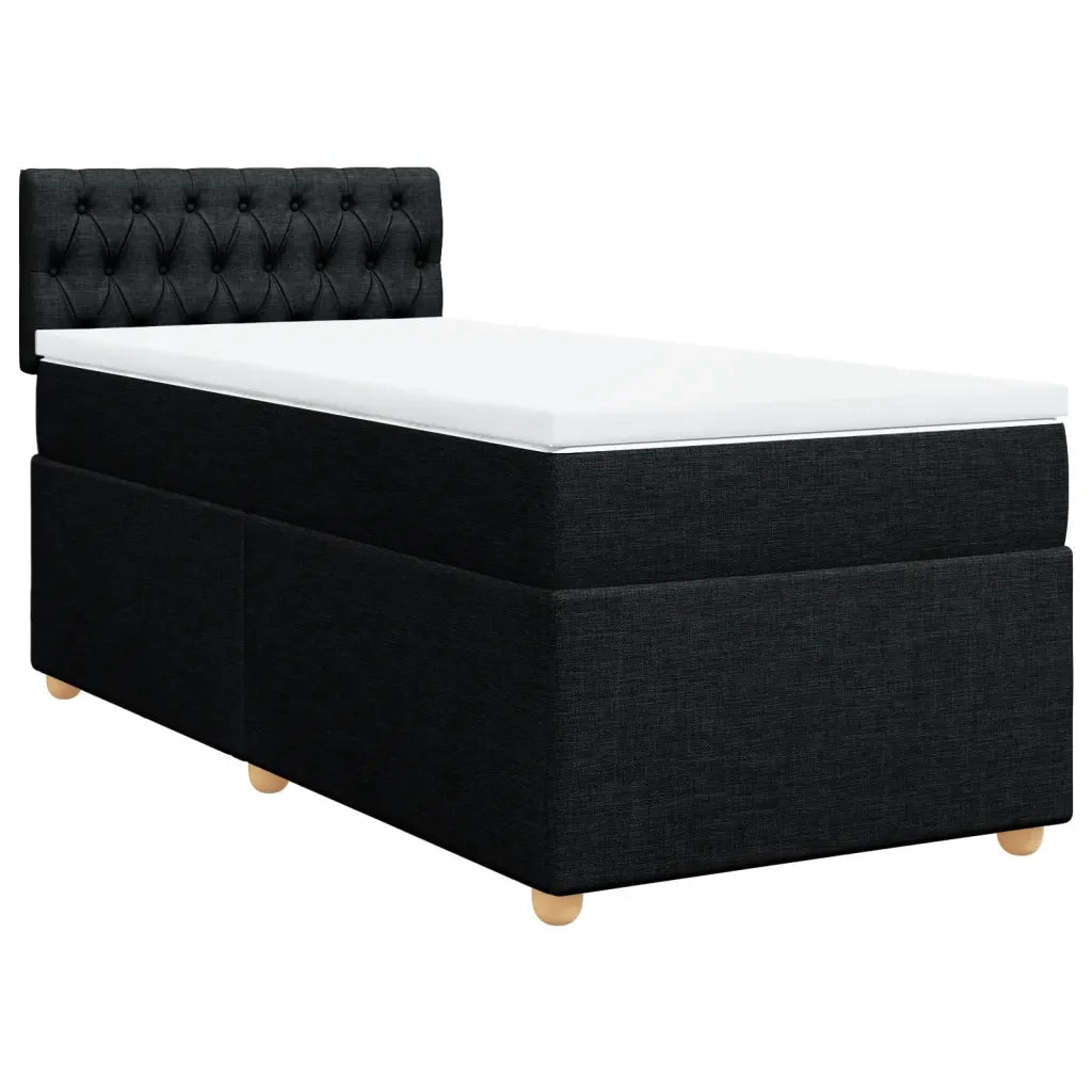 Letto singolo | Letto per adulti | Giroletto a Molle con Materasso Nero 80x200 cm inTessuto