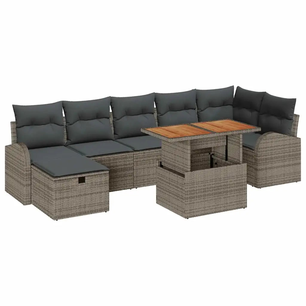 Set Divano da Giardino con cuscino 8 pcs Grigio polyrattan