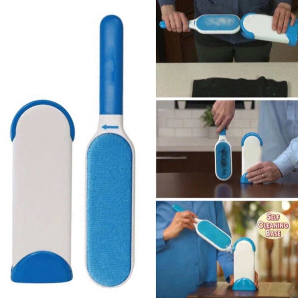 Trade Shop - Spazzola Autopulente Rimuove Pelo Polvere Doppia Faccia Tessuti Pelo Cane Gatto -