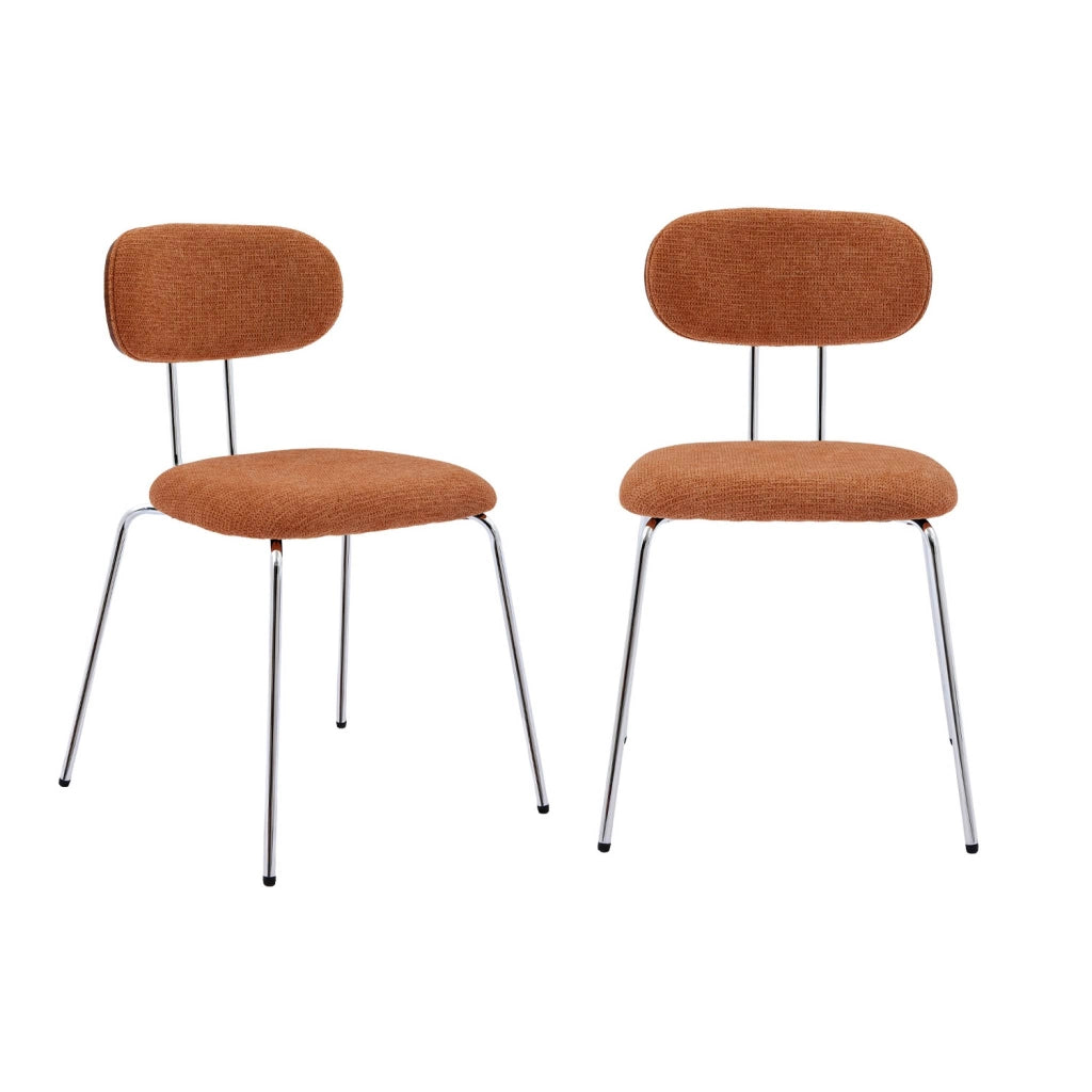 Set 2 sedie in legno tinto noce e tessuto idrorepellente , terracotta