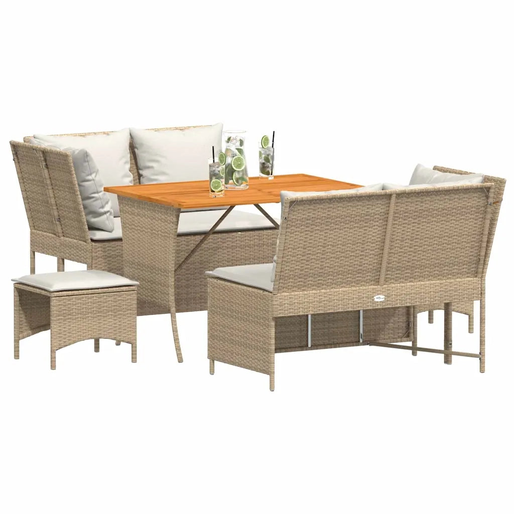 Set Divano da Giardino 5 pz con Cuscini Beige in Polyrattan 3365347
