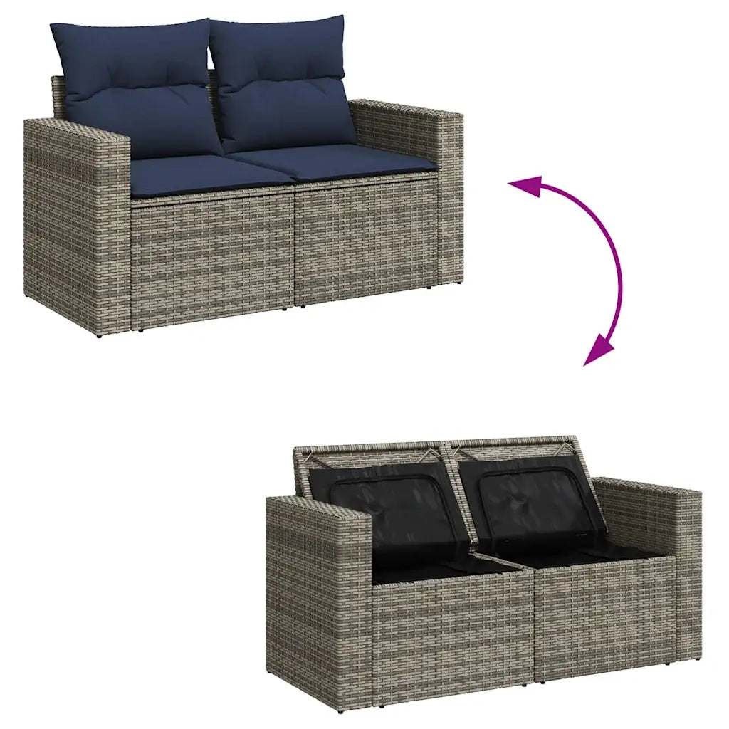 Set Divano da Giardino 8 pz con Cuscini Grigio in Polyrattan 3325799