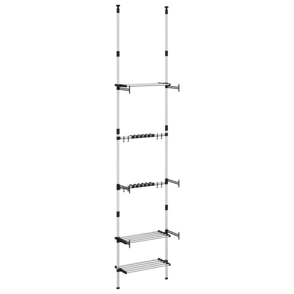 Rastrelliera Telescopica Giardino 3 Ripiani Argento Alluminio 344386