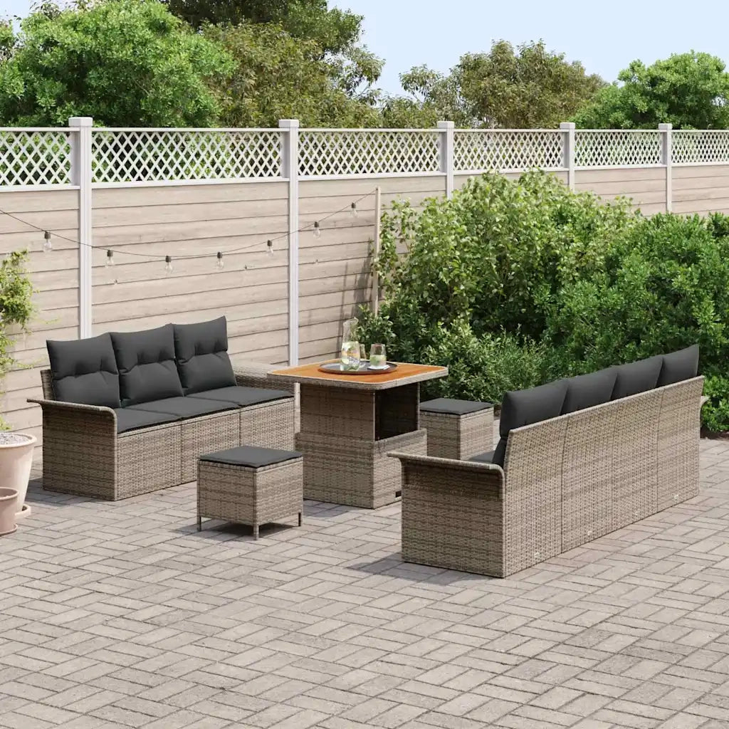 Set Divano da Giardino con cuscino con cuscino 10 pcs Grigio 3364048
