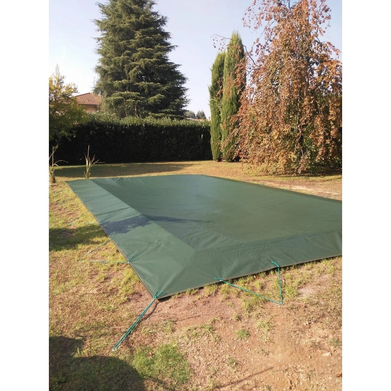 Telo Copertura Piscina 3x6m in PVC 600 gr/mq Verde - Protezione Invernale Antifoglie, Occhielli 50cm Sicurezza Bambini & Antiraggi UV