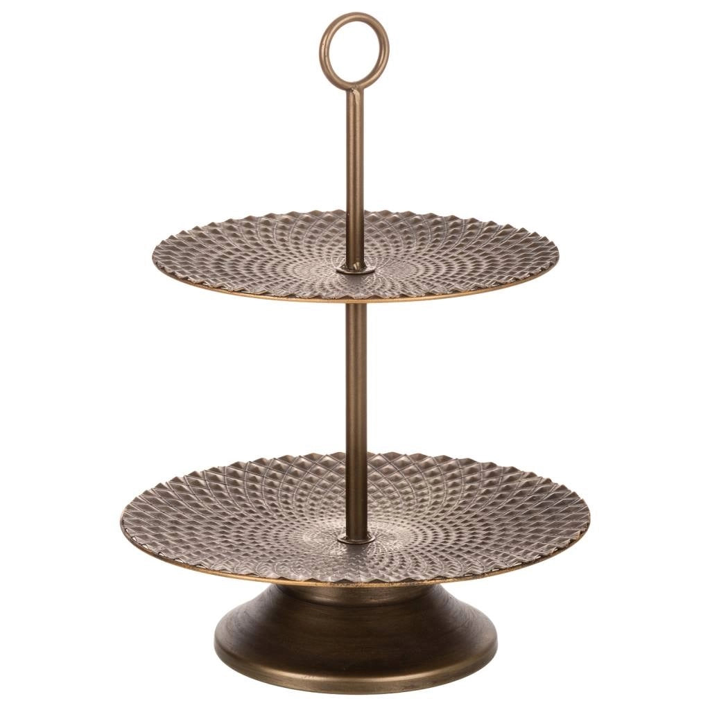 piatti con supporto in metallo dorato 35x35x48,5h