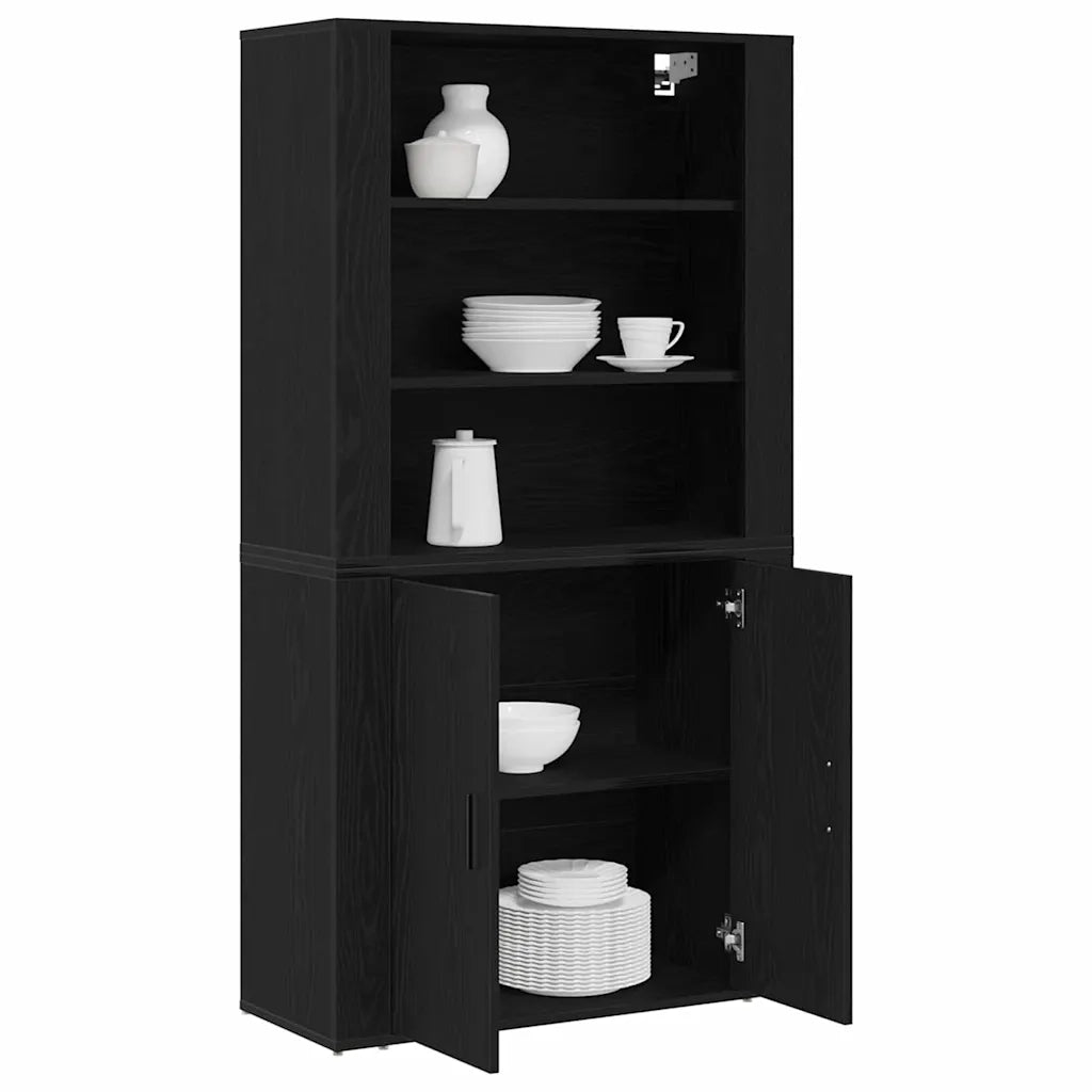 Credenza Rovere Nero 80 x 33 x 150 cm Legno multistrato 3333079