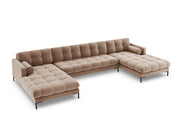 Cosmopolitan Design - Divano panoramico "Bali" 7 posti in velluto beige 