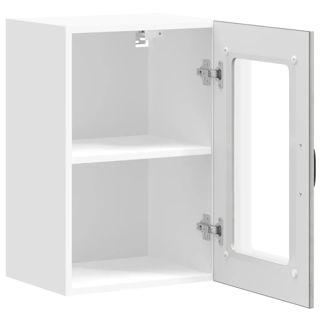 Pensile da Cucina con Porta in Vetro-Mobile Cucina da Parete Lucca Grigio Cemento 891831