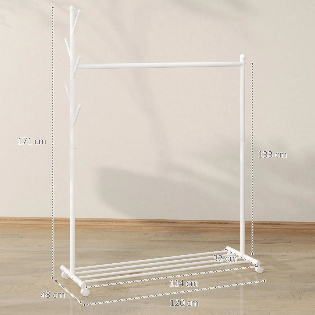 Appendiabiti con ruote e ripiano ¨C Minimal ¨C Bianco 120x43x171 cm