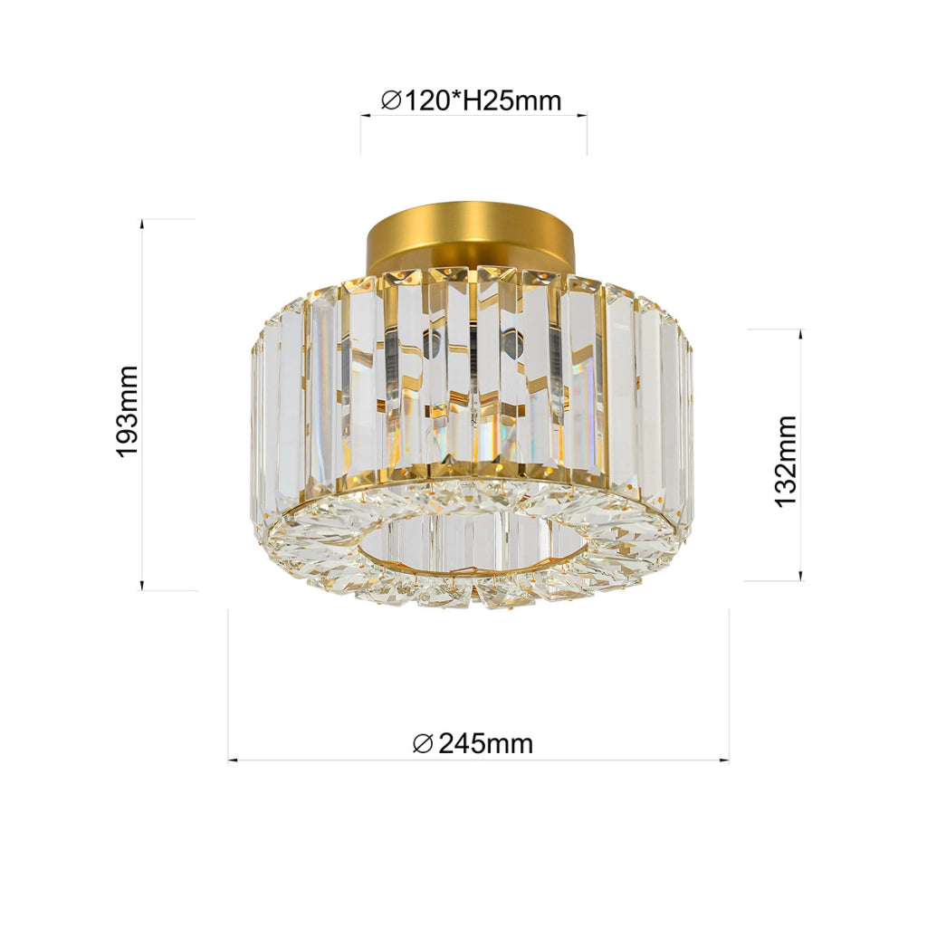 Plafoniera Galactico oro cristallo 24,5cm E27 Prestige