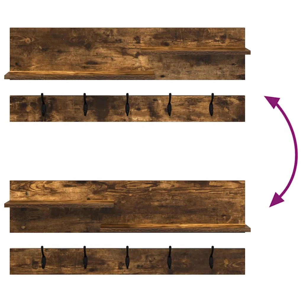 Appendiabiti a muro con lo scaffale Rovere fum¨¦ 90 x 15 x 36 cm CFW5265426