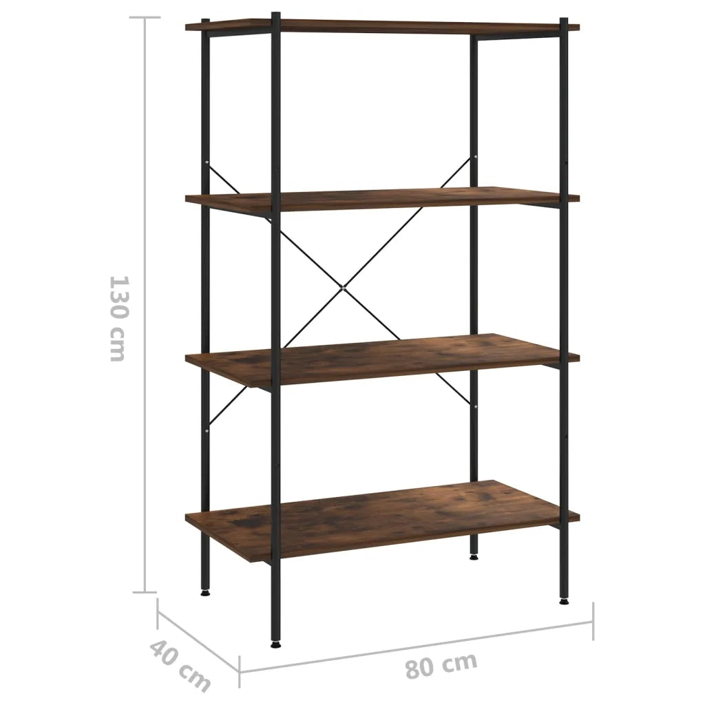 Scaffale con 4 Mensole Nero e Naturale 80x40x130 cm 336345