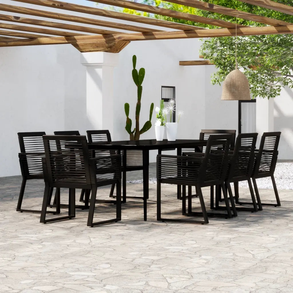 Set da Pranzo per Giardino 9 pz con Cuscini Nero 3099160