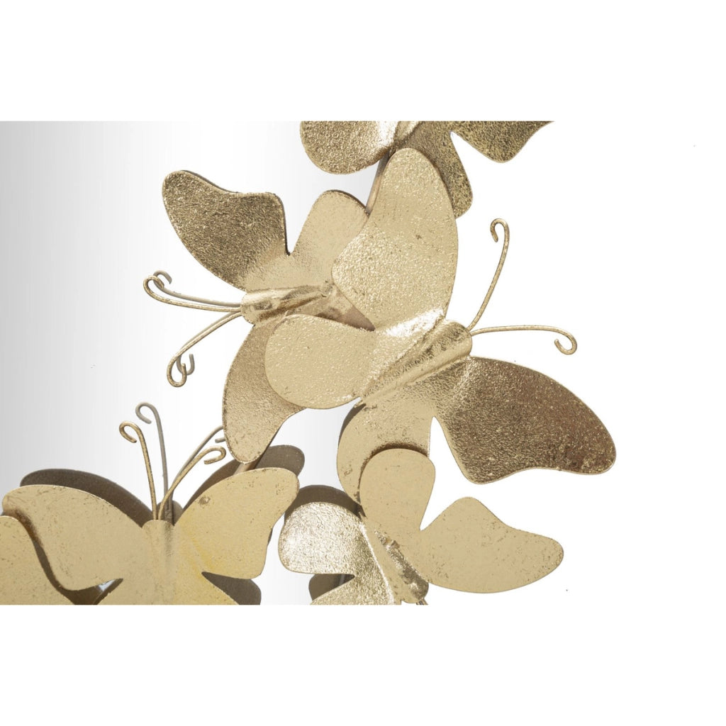 Specchio Glam Oval Butterfly in ferro dorato con farfalle