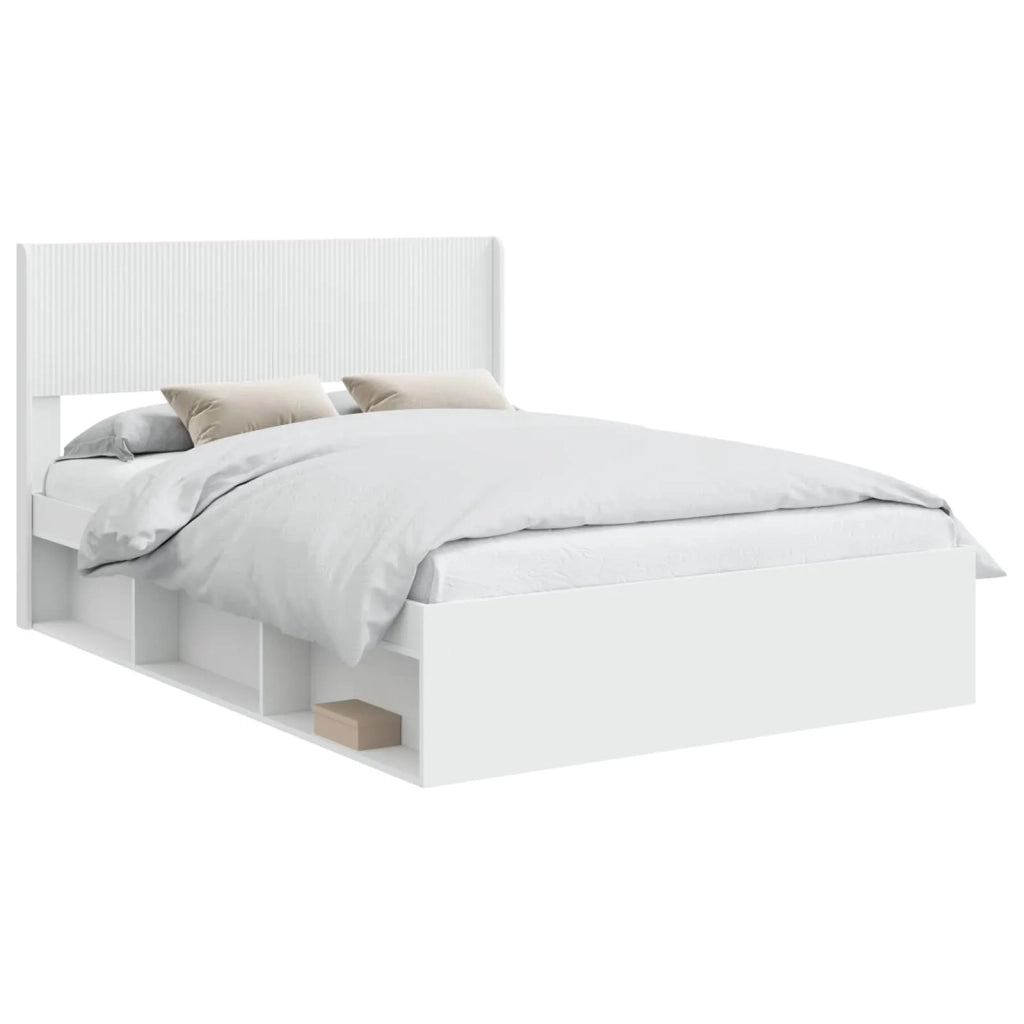 Struttura del letto con stoccaggio e testata Bianco 3414227