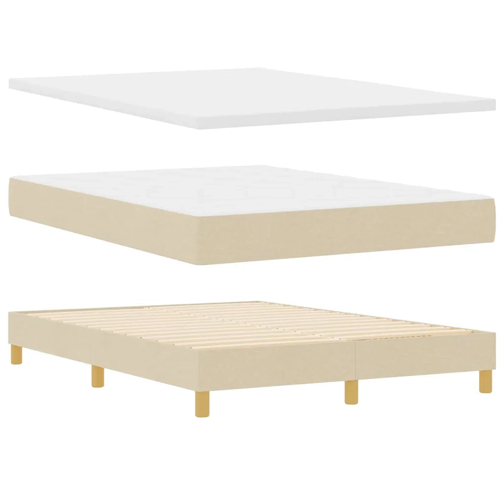 Letto a molle con materasso Crema 190 x 140 cm Poliestere