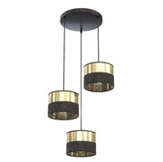 Lampada a sospensione LUX 3xE27 nera oro traforata Emibig